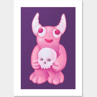 Pink Demon Skull Creepy Cute Horror Art Posters and Art